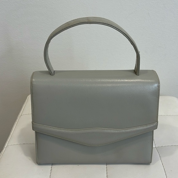 Genuine grey Leather small handheld bag - Picture 1 of 10